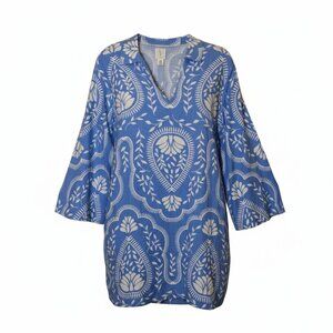 Joie Blue/White Boho Print Tunic Dress - Size 8